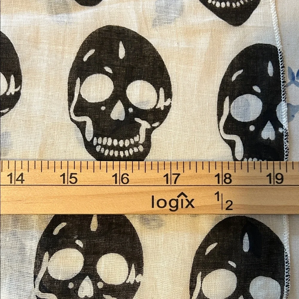 Raj Black & Cream Skull Cotton Scarf NWT | Lightweight Boho Rocker Wrap